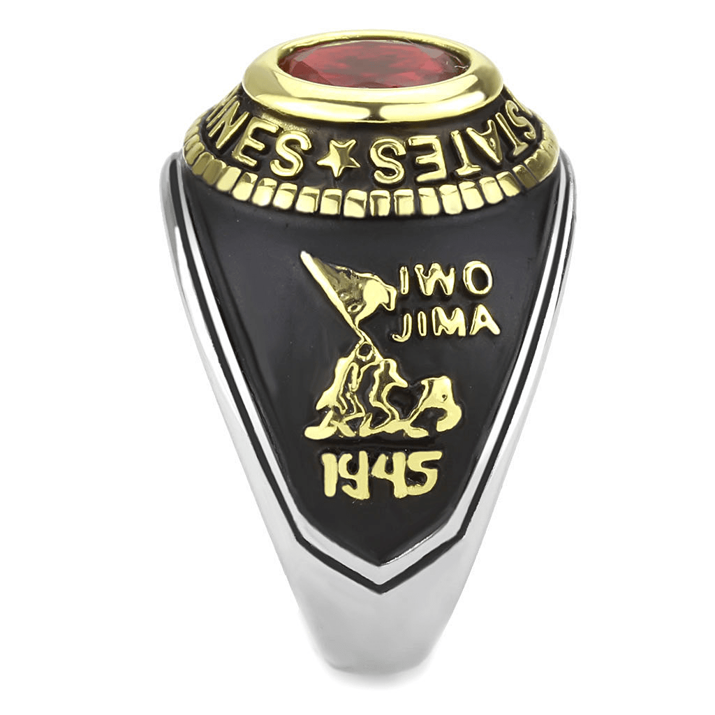 TK3723 - Two - Tone IP Gold (Ion Plating) Stainless Steel Ring with Synthetic Synthetic Glass in Red Series - My Web Bazaar