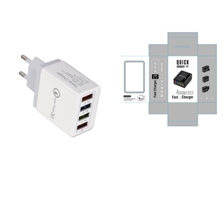 USB Charger Quick Charge 3.0 4 Phone Adapter For Tablet Portable Wall Mobile Charger Fast Charger - My Web Bazaar