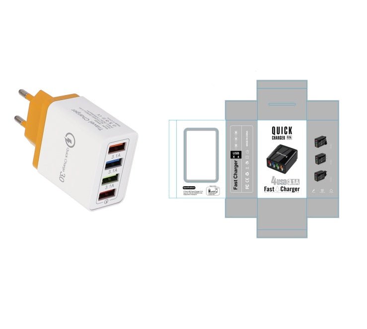 USB Charger Quick Charge 3.0 4 Phone Adapter For Tablet Portable Wall Mobile Charger Fast Charger - My Web Bazaar