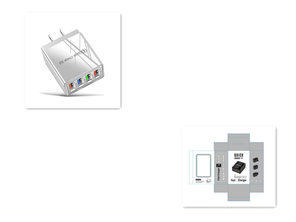 USB Charger Quick Charge 3.0 4 Phone Adapter For Tablet Portable Wall Mobile Charger Fast Charger - My Web Bazaar
