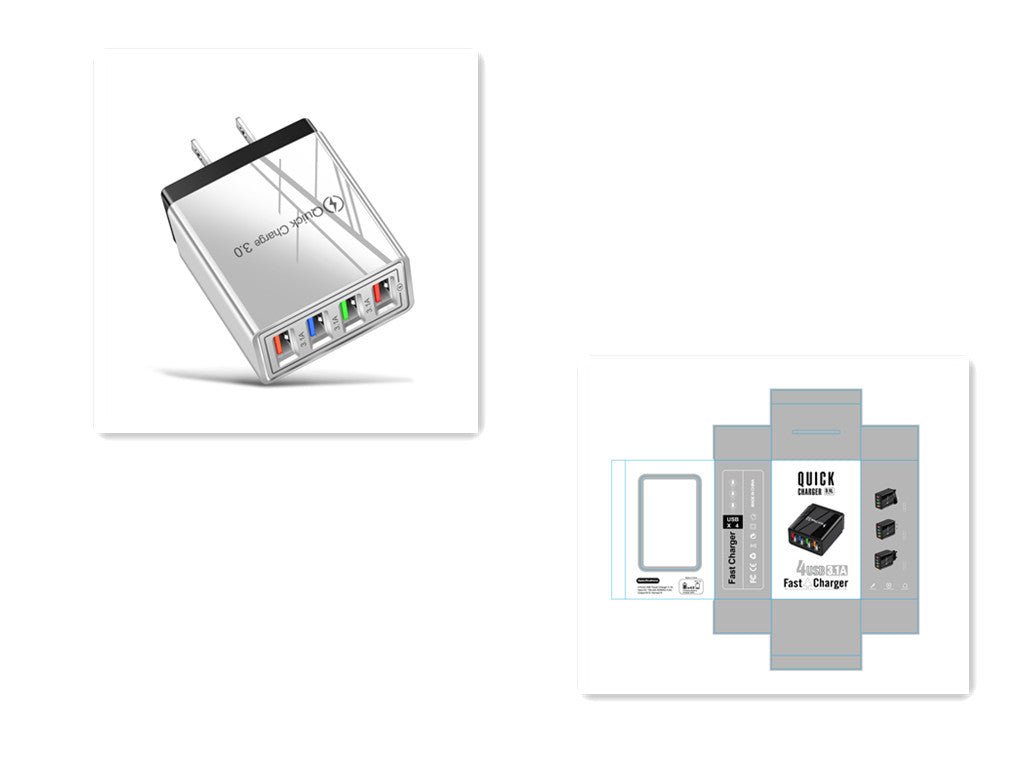 USB Charger Quick Charge 3.0 4 Phone Adapter For Tablet Portable Wall Mobile Charger Fast Charger - My Web Bazaar