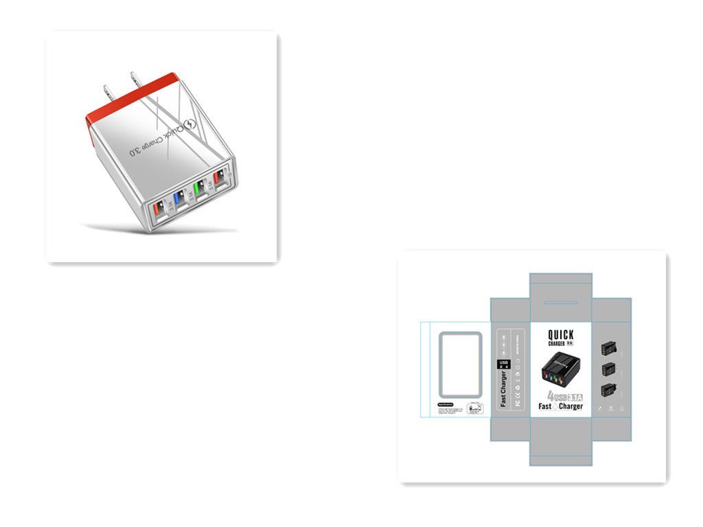 USB Charger Quick Charge 3.0 4 Phone Adapter For Tablet Portable Wall Mobile Charger Fast Charger - My Web Bazaar