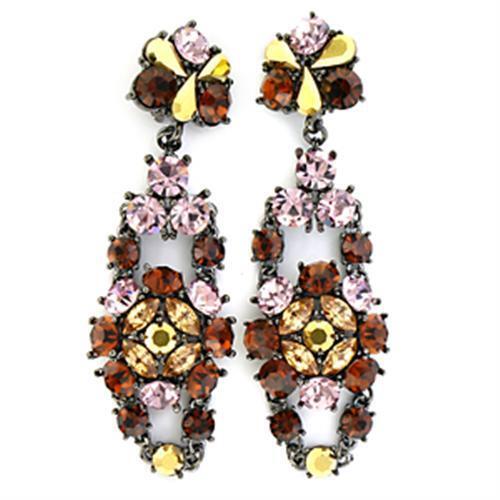 Vibrant LO629 Ruthenium Earrings | Multi - Color Crystal Elegance - My Web Bazaar