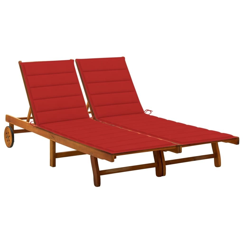 vidaXL 2 - Person Patio Sun Lounger | Solid Acacia Wood Comfort - My Web Bazaar
