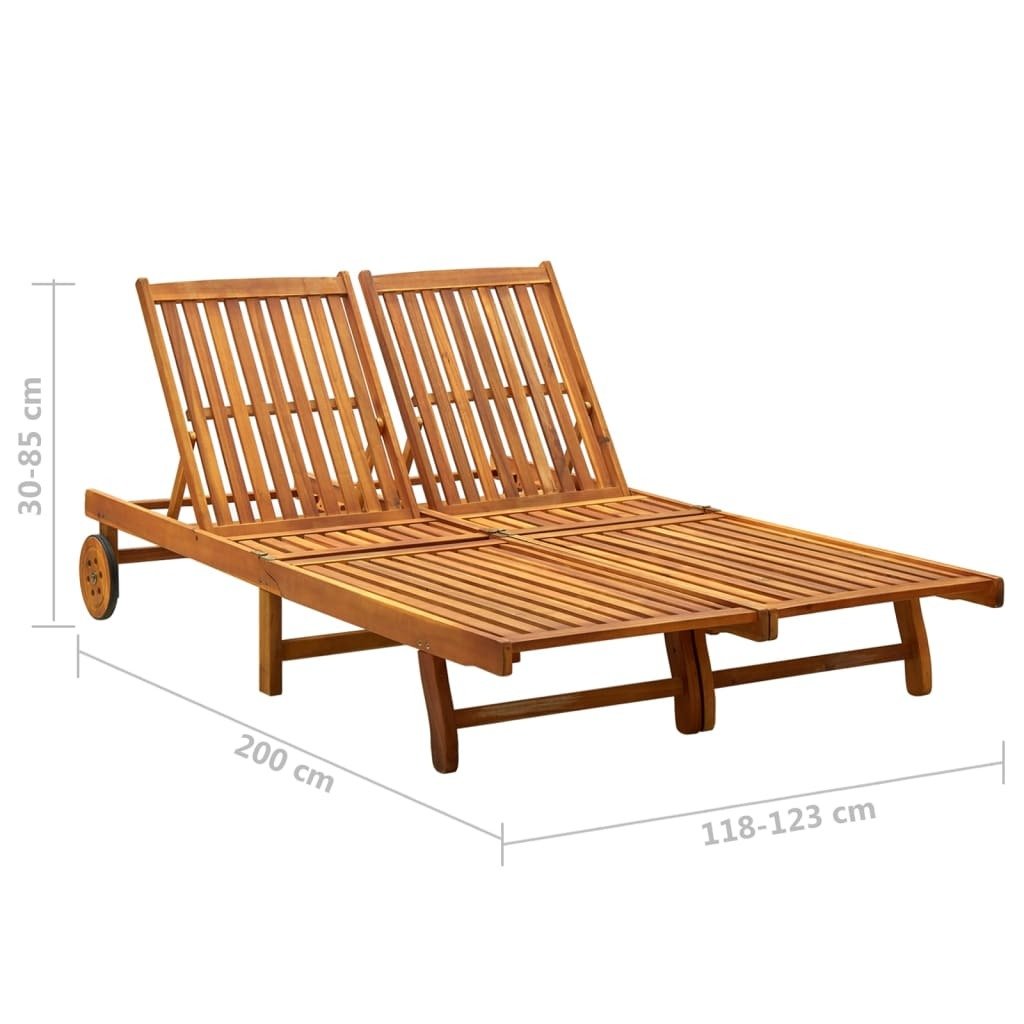vidaXL 2 - Person Patio Sun Lounger | Solid Acacia Wood Comfort - My Web Bazaar