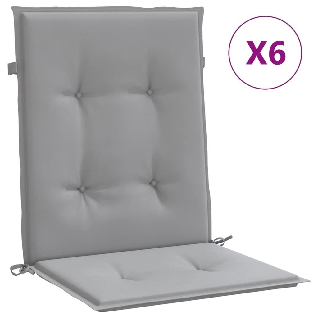 vidaXL Garden Lowback Chair Cushions | 6 pcs Gray Oxford Fabric - My Web Bazaar