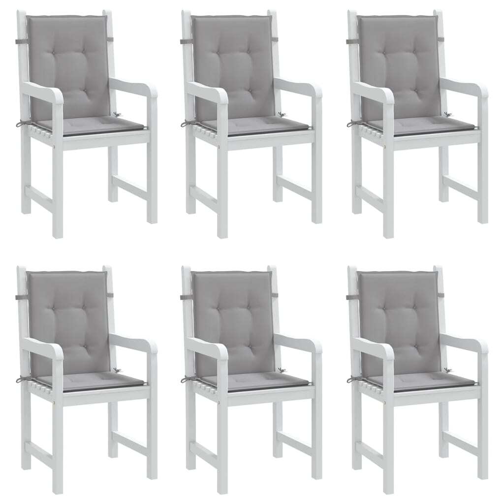 vidaXL Garden Lowback Chair Cushions | 6 pcs Gray Oxford Fabric - My Web Bazaar