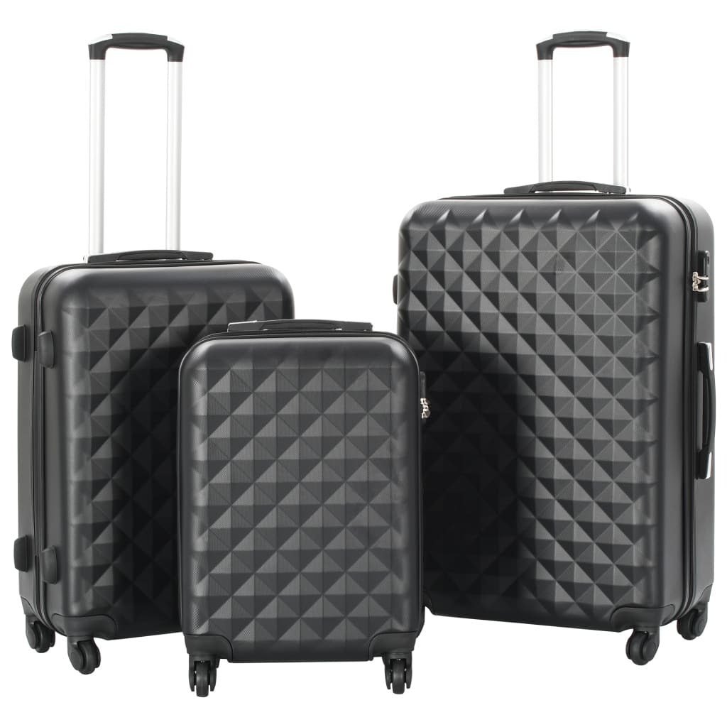 vidaXL Hardcase Trolley Set 3 Pcs | Durable Black ABS Design - My Web Bazaar