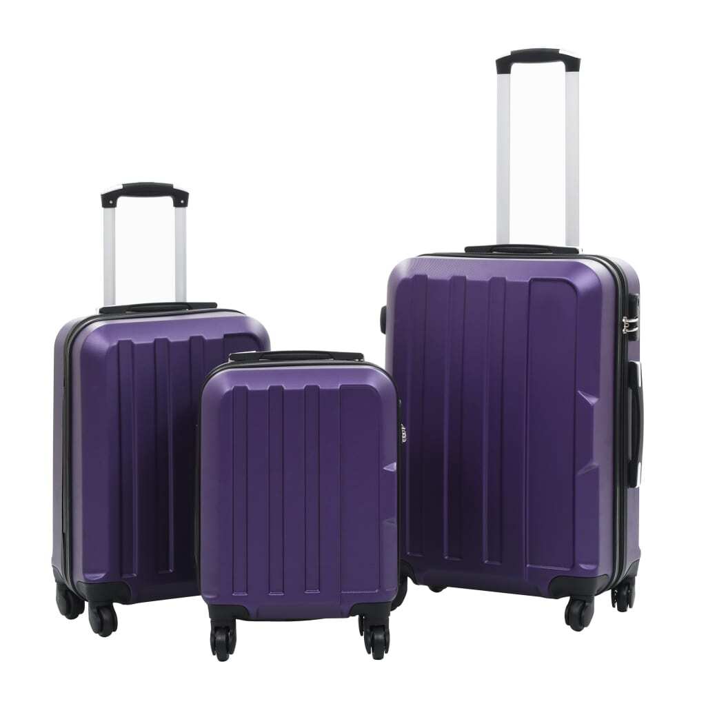 vidaXL Hardcase Trolley Set 3 pcs Purple ABS | Durable Travel Luggage - My Web Bazaar