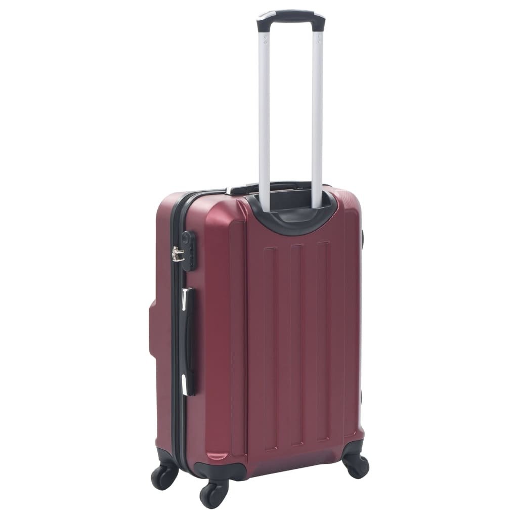 VidaXL Hardcase Trolley Set 3 pcs Wine Red ABS Travel Luggage - My Web Bazaar