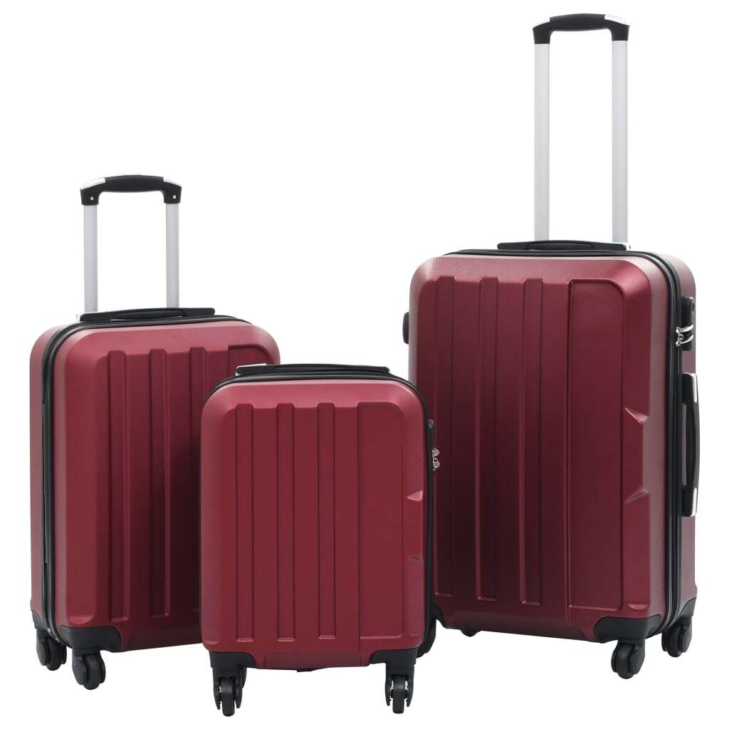 VidaXL Hardcase Trolley Set 3 pcs Wine Red ABS Travel Luggage - My Web Bazaar