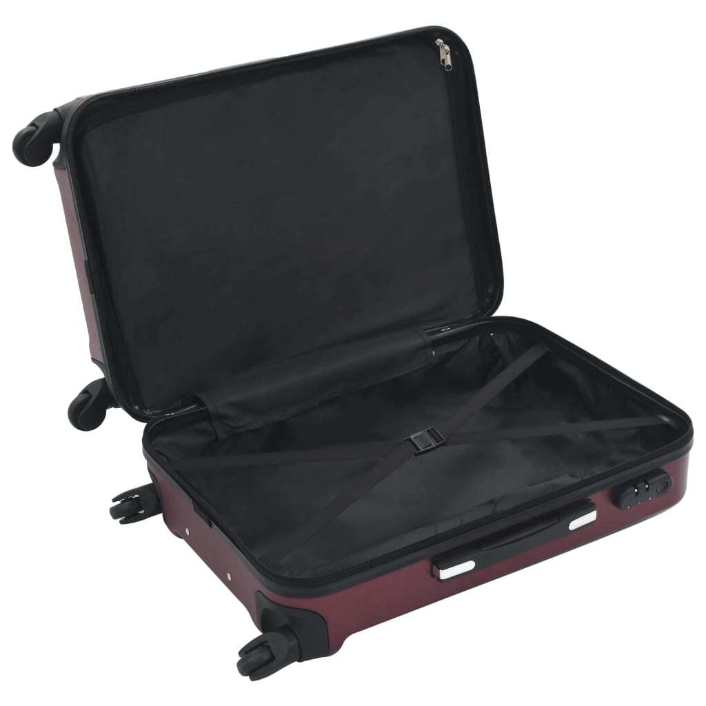 VidaXL Hardcase Trolley Set 3 pcs Wine Red ABS Travel Luggage - My Web Bazaar