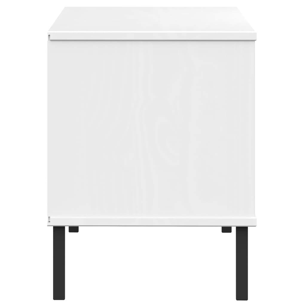 vidaXL Shoe Rack with Metal Legs | Solid Wood White Design - My Web Bazaar