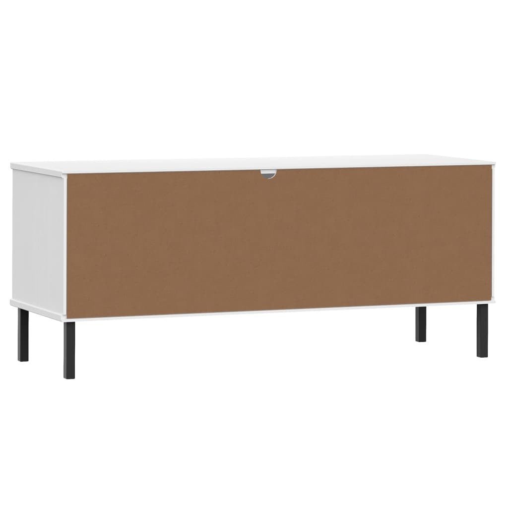 vidaXL Shoe Rack with Metal Legs | Solid Wood White Design - My Web Bazaar