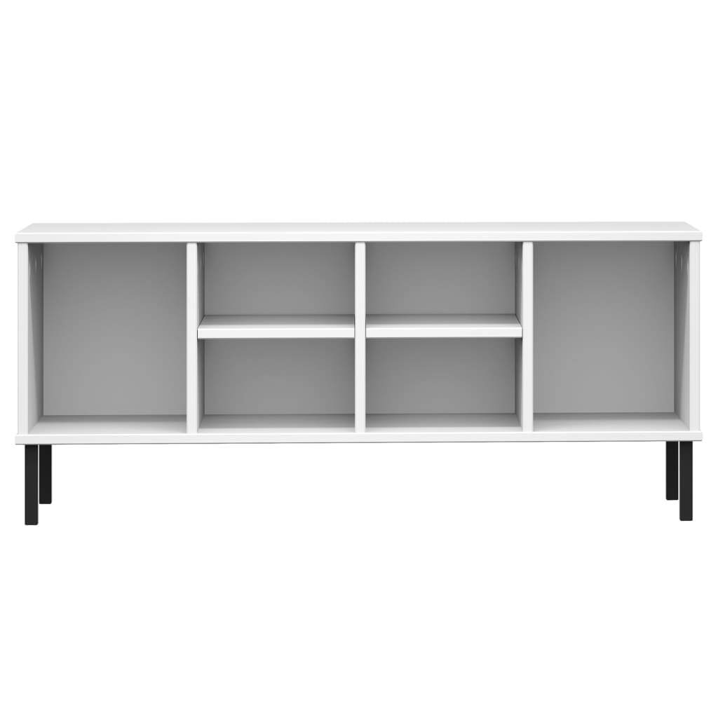 vidaXL Shoe Rack with Metal Legs | Solid Wood White Design - My Web Bazaar