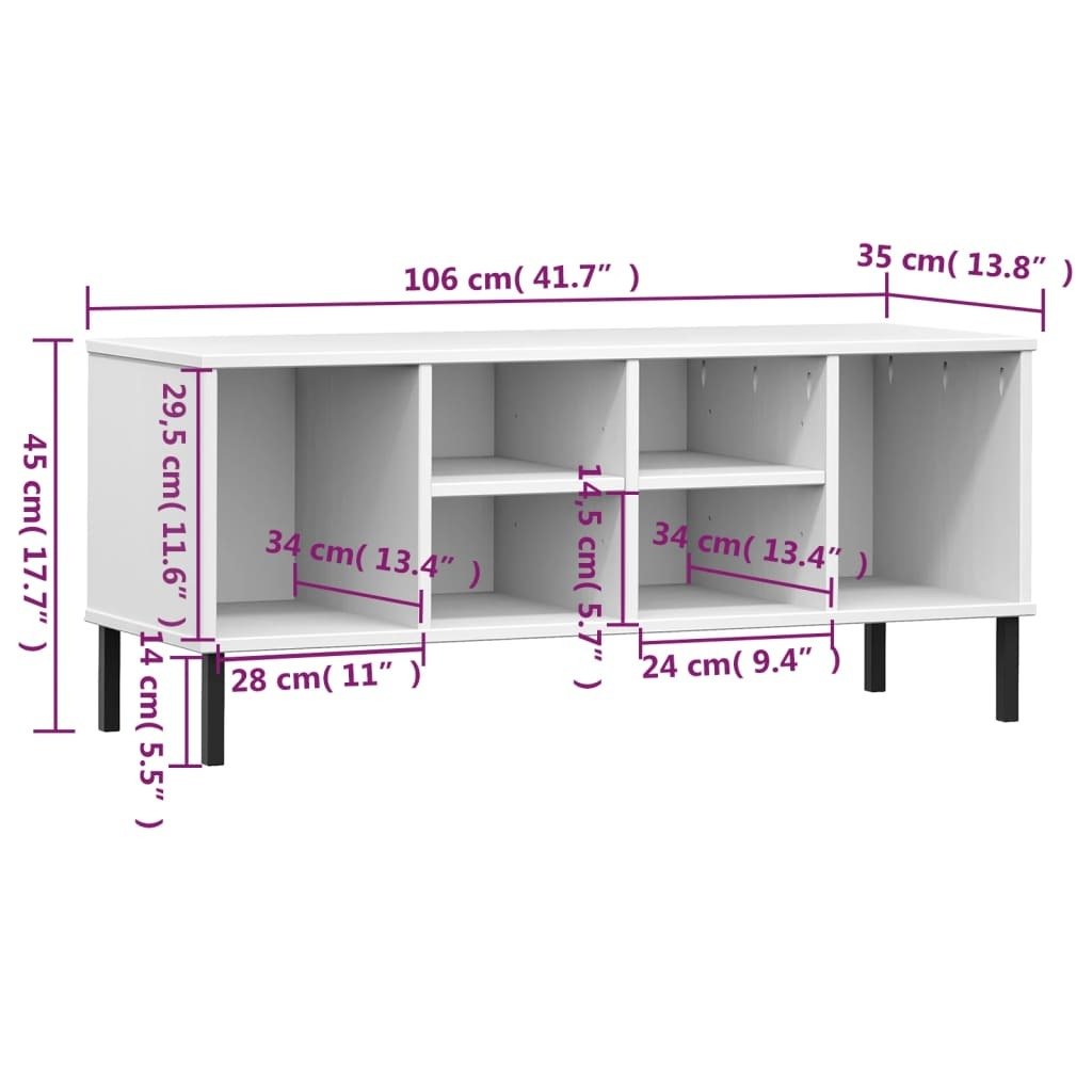 vidaXL Shoe Rack with Metal Legs | Solid Wood White Design - My Web Bazaar
