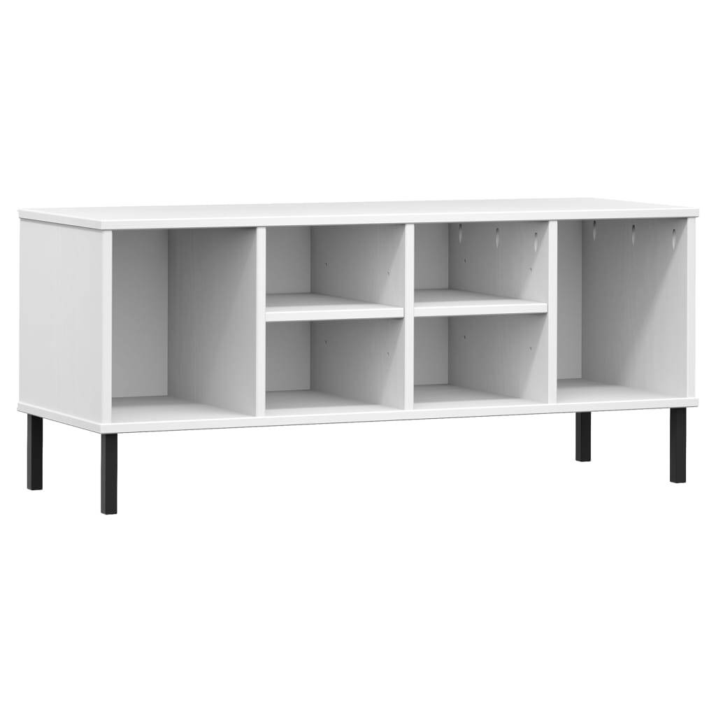 vidaXL Shoe Rack with Metal Legs | Solid Wood White Design - My Web Bazaar