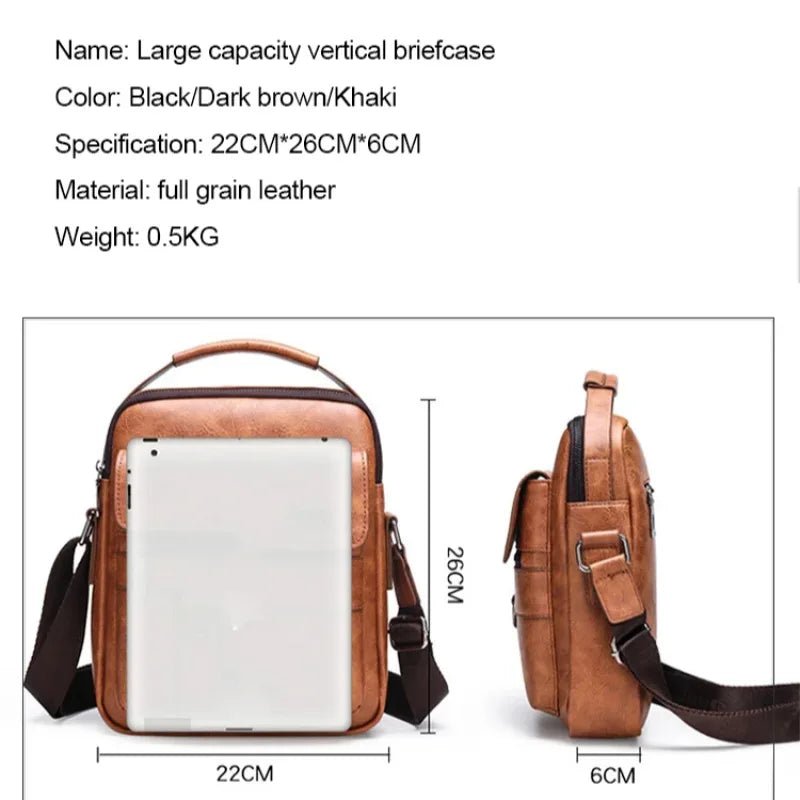 Vintage PU Leather Messenger Bag for Men | Stylish Crossbody Satchel - My Web Bazaar