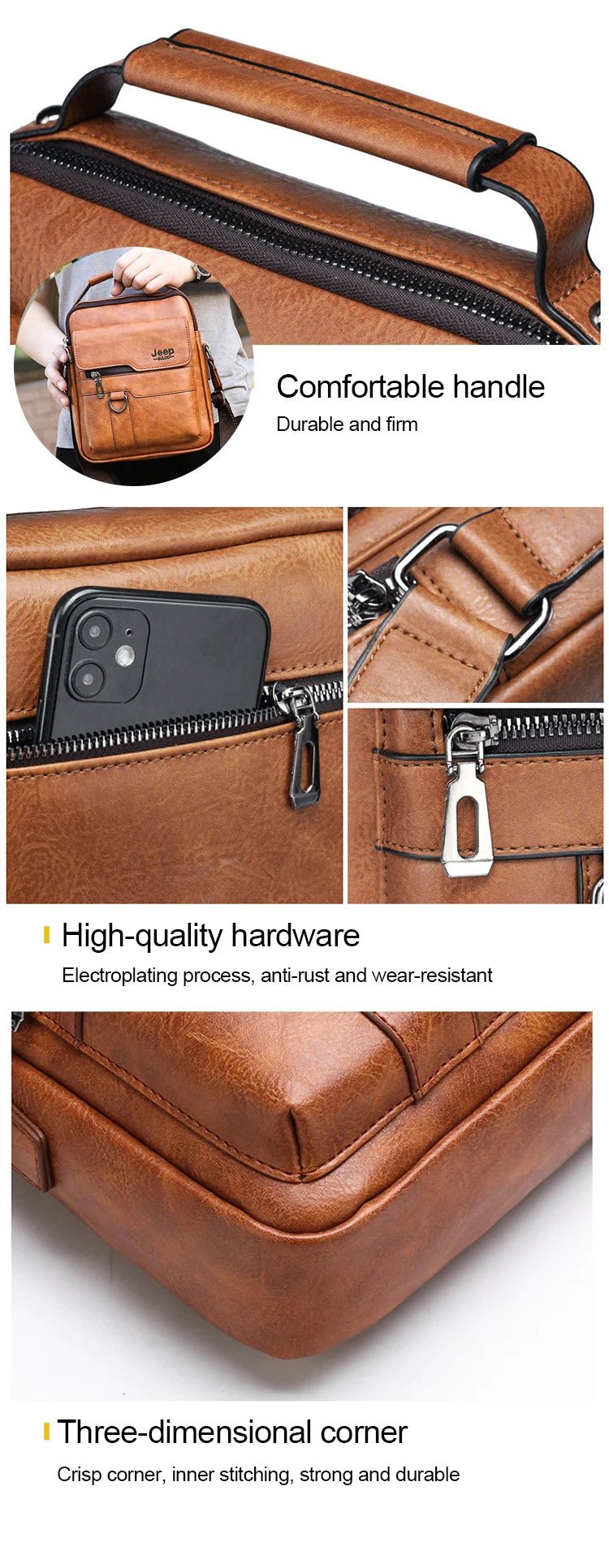 Vintage PU Leather Messenger Bag for Men | Stylish Crossbody Satchel - My Web Bazaar