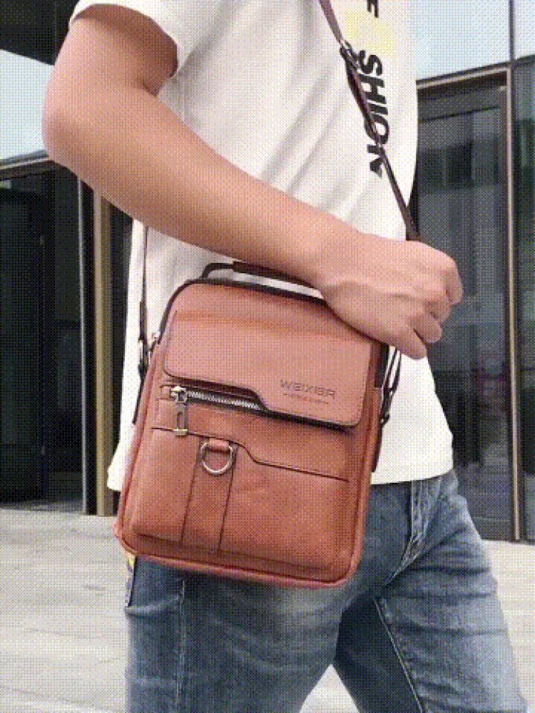 Vintage PU Leather Messenger Bag for Men | Stylish Crossbody Satchel - My Web Bazaar