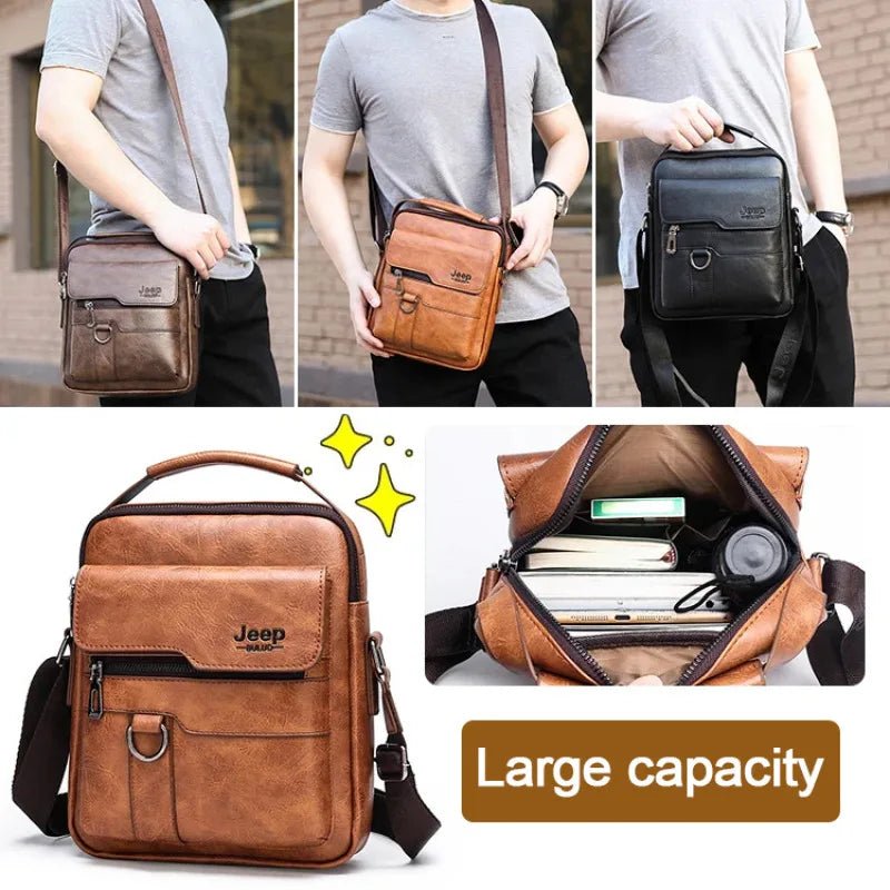 Vintage PU Leather Messenger Bag for Men | Stylish Crossbody Satchel - My Web Bazaar