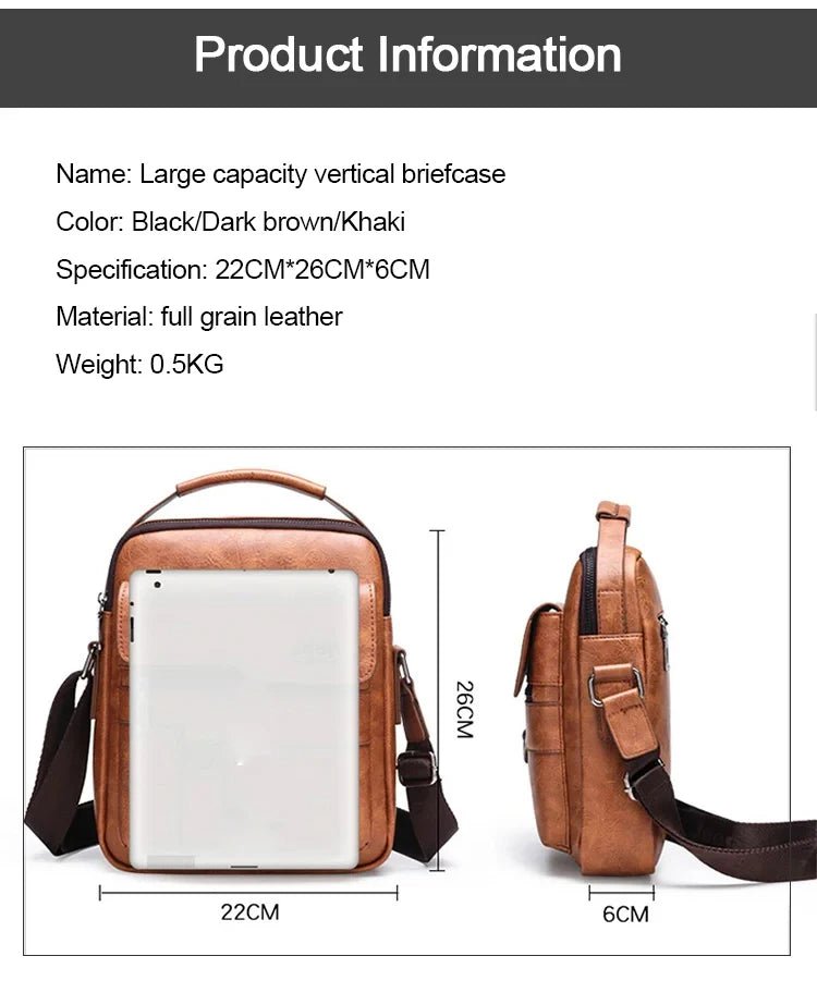 Vintage PU Leather Messenger Bag for Men | Stylish Crossbody Satchel - My Web Bazaar
