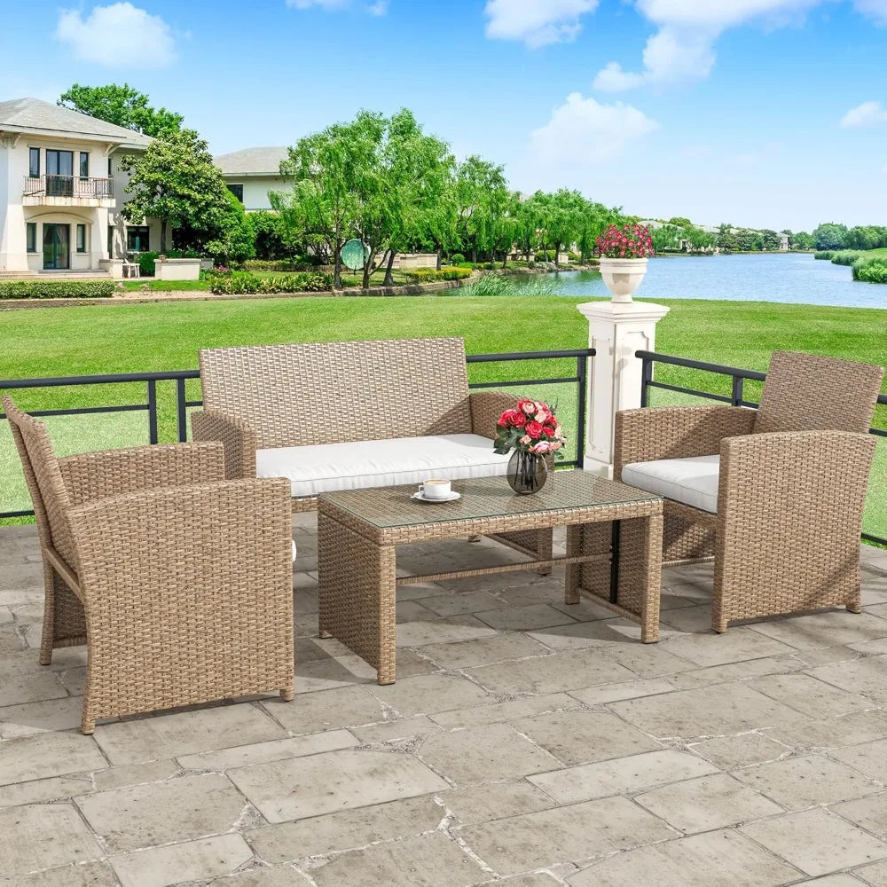 • Modern wicker bistro set with cushions