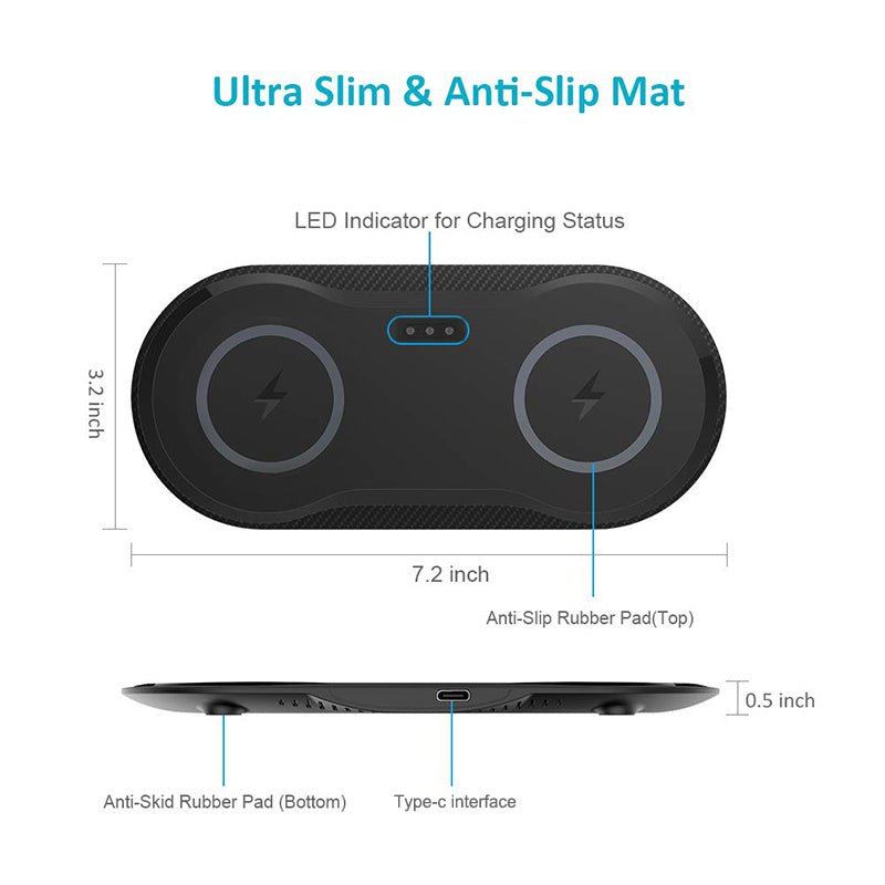 Wireless Charger Dual Mobile Phone Charger - My Web Bazaar