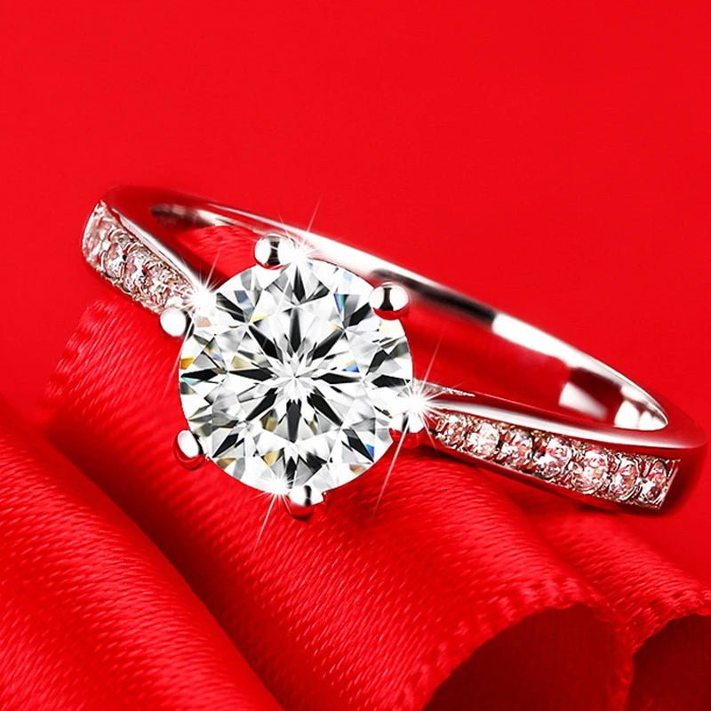 With Certificate Romantic Heart Rings,100% Solid 925 Silver Ring,High Quality Zircon Diamant Wedding Band Gift Jewelry for Women - My Web Bazaar