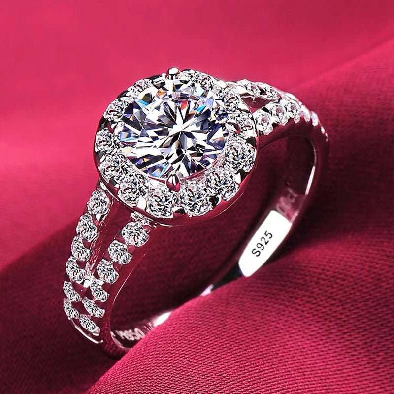 With Certificate Romantic Heart Rings,100% Solid 925 Silver Ring,High Quality Zircon Diamant Wedding Band Gift Jewelry for Women - My Web Bazaar