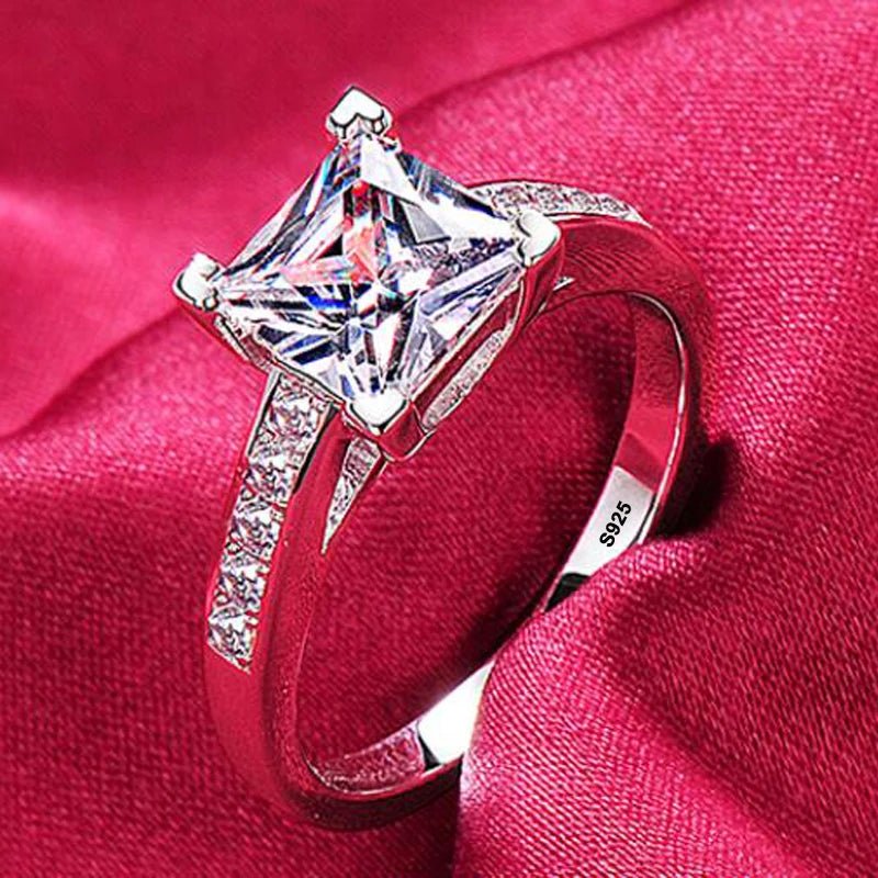 With Certificate Romantic Heart Rings,100% Solid 925 Silver Ring,High Quality Zircon Diamant Wedding Band Gift Jewelry for Women - My Web Bazaar