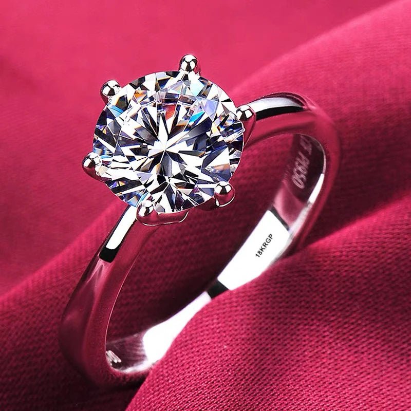 With Certificate Romantic Heart Rings,100% Solid 925 Silver Ring,High Quality Zircon Diamant Wedding Band Gift Jewelry for Women - My Web Bazaar