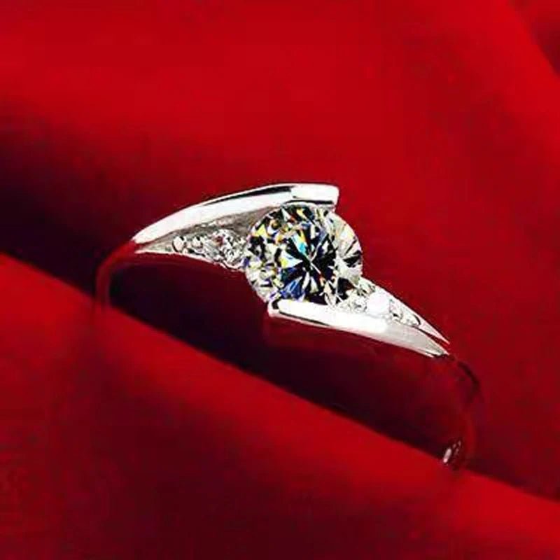 With Certificate Romantic Heart Rings,100% Solid 925 Silver Ring,High Quality Zircon Diamant Wedding Band Gift Jewelry for Women - My Web Bazaar
