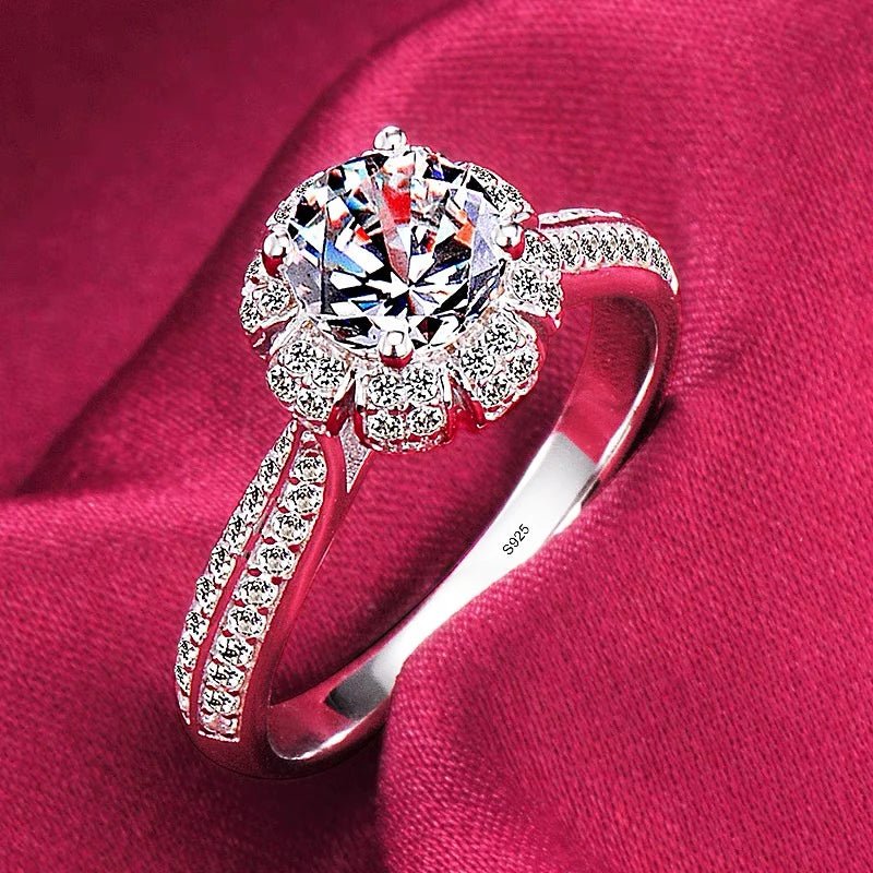 With Certificate Romantic Heart Rings,100% Solid 925 Silver Ring,High Quality Zircon Diamant Wedding Band Gift Jewelry for Women - My Web Bazaar