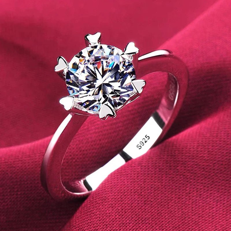 With Certificate Romantic Heart Rings,100% Solid 925 Silver Ring,High Quality Zircon Diamant Wedding Band Gift Jewelry for Women - My Web Bazaar
