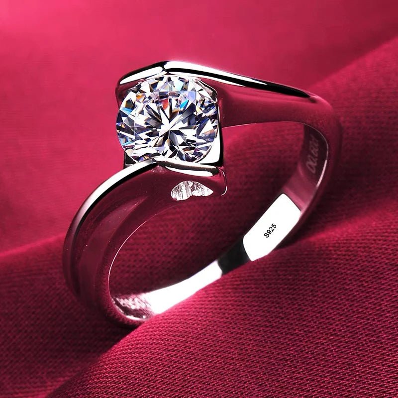 With Certificate Romantic Heart Rings,100% Solid 925 Silver Ring,High Quality Zircon Diamant Wedding Band Gift Jewelry for Women - My Web Bazaar