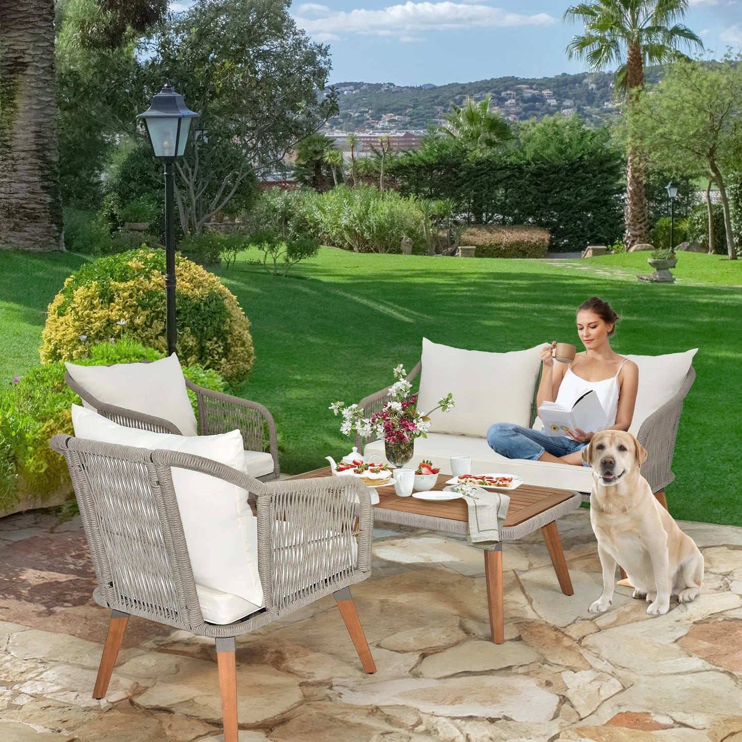 Deep seating patio sofa set for backyard