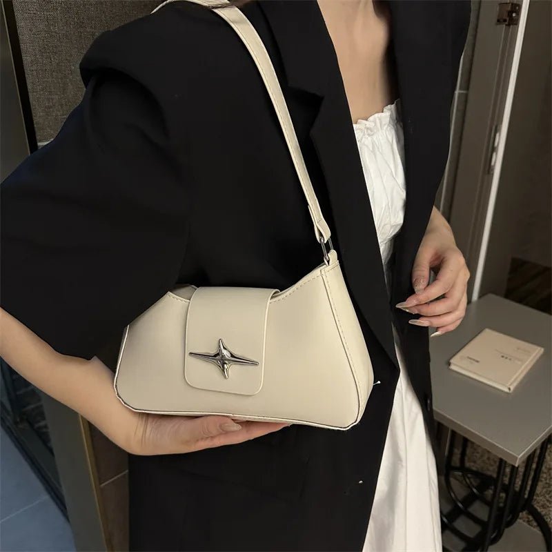 Y2K Shoulder Bags for Women Classic Small Purse Glossy PU Leather Handbags Daily Ladies Bag Purse - My Web Bazaar