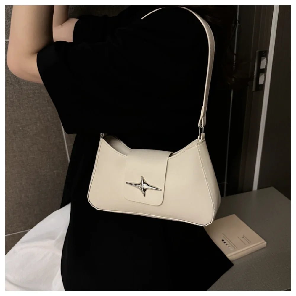 Y2K Shoulder Bags for Women Classic Small Purse Glossy PU Leather Handbags Daily Ladies Bag Purse - My Web Bazaar