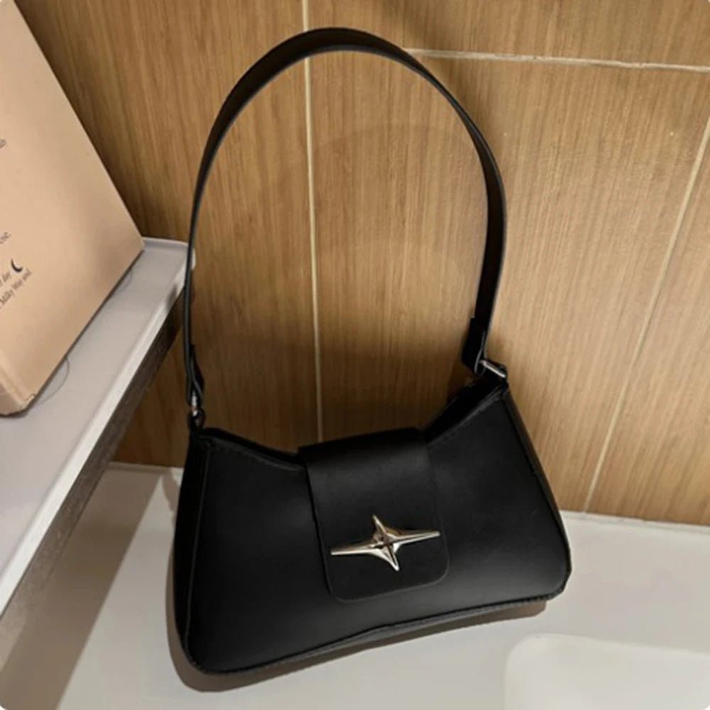 Y2K Shoulder Bags for Women Classic Small Purse Glossy PU Leather Handbags Daily Ladies Bag Purse - My Web Bazaar