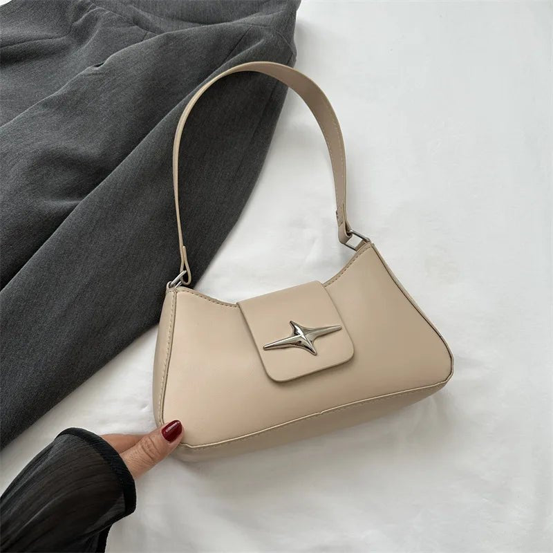 Y2K Shoulder Bags for Women Classic Small Purse Glossy PU Leather Handbags Daily Ladies Bag Purse - My Web Bazaar