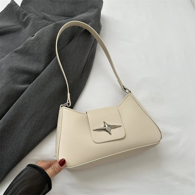 Y2K Shoulder Bags for Women Classic Small Purse Glossy PU Leather Handbags Daily Ladies Bag Purse - My Web Bazaar
