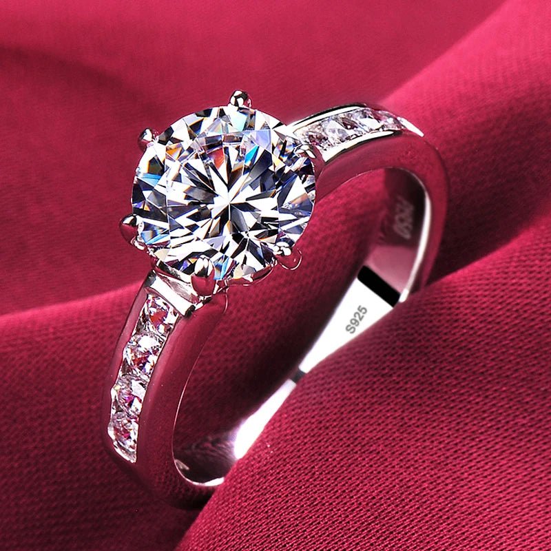 YHAMNI With Credentials High Quality Real Tibetan Silver Rings Sparkling Round CZ Zirconia Diamant Ring Wedding Bands for Women - My Web Bazaar