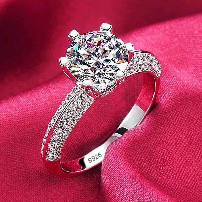 YHAMNI With Credentials High Quality Real Tibetan Silver Rings Sparkling Round CZ Zirconia Diamant Ring Wedding Bands for Women - My Web Bazaar