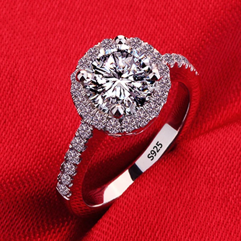 YHAMNI With Credentials High Quality Real Tibetan Silver Rings Sparkling Round CZ Zirconia Diamant Ring Wedding Bands for Women - My Web Bazaar