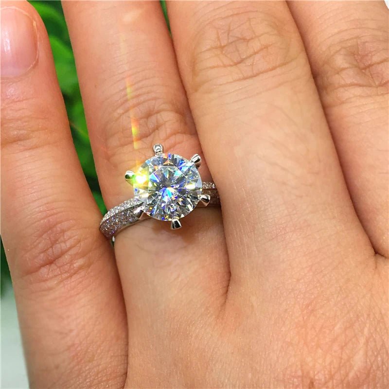 YHAMNI With Credentials High Quality Real Tibetan Silver Rings Sparkling Round CZ Zirconia Diamant Ring Wedding Bands for Women - My Web Bazaar