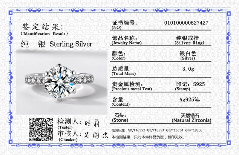 YHAMNI With Credentials High Quality Real Tibetan Silver Rings Sparkling Round CZ Zirconia Diamant Ring Wedding Bands for Women - My Web Bazaar