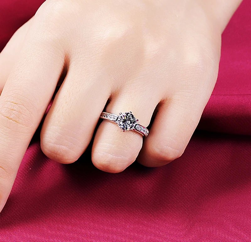 YHAMNI With Credentials High Quality Real Tibetan Silver Rings Sparkling Round CZ Zirconia Diamant Ring Wedding Bands for Women - My Web Bazaar