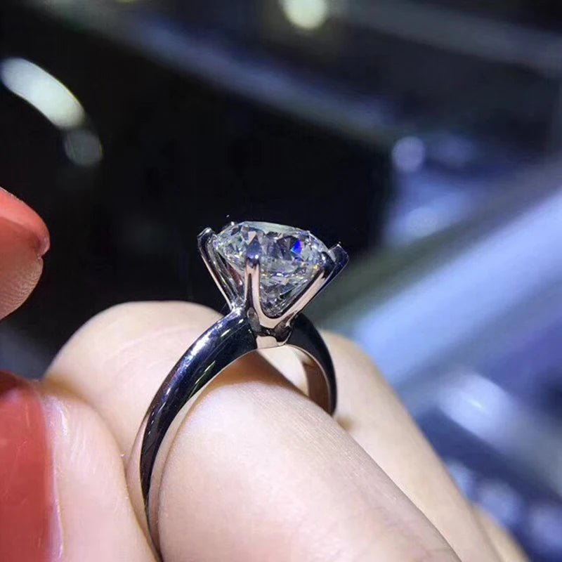 YHAMNI With Credentials High Quality Real Tibetan Silver Rings Sparkling Round CZ Zirconia Diamant Ring Wedding Bands for Women - My Web Bazaar