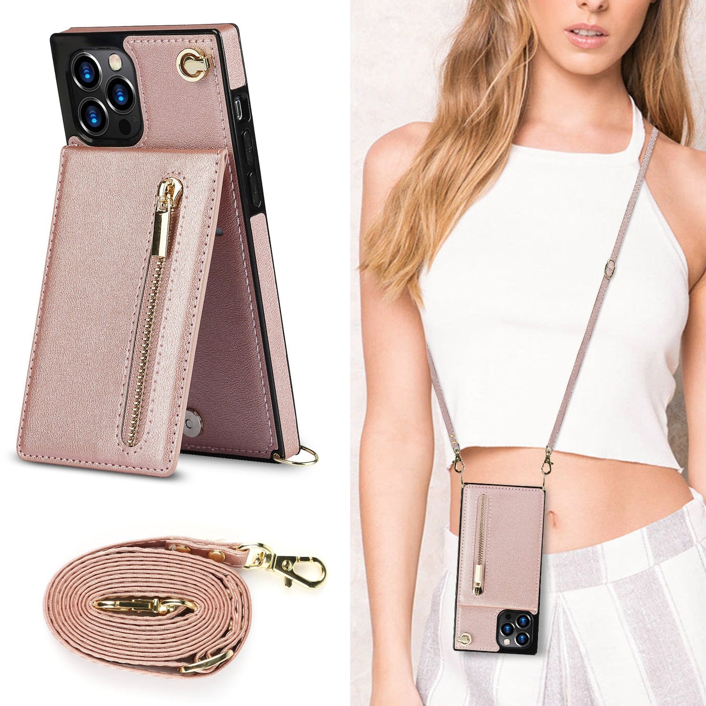 Zipper Phone Case Crossbody | Durable PU Design for Samsung - My Web Bazaar